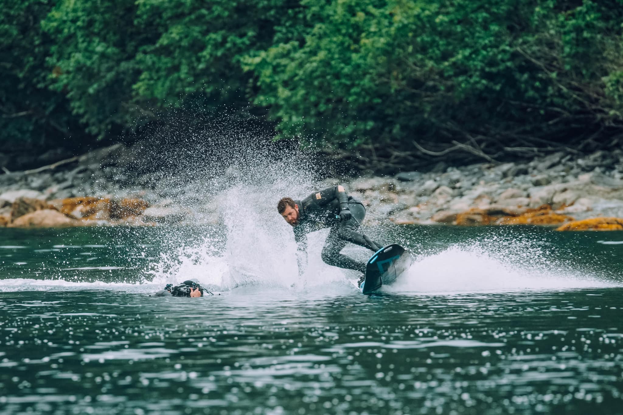 EWAVE Jetboard Cruising Around Shark and Dolphins